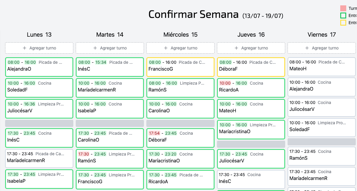 Captura de Swappy: marcaje horario y confirmación de horas